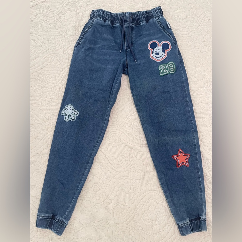 Disney Women's Embroidered Patches Jogger Denim
Jeans Mickey Mouse
